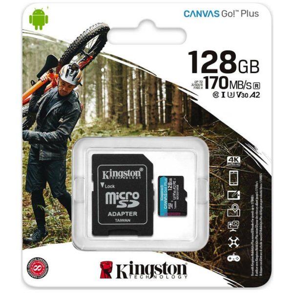 Kingston Canvas Go! Plus MicroSDXC 128GB UHS-I U3 Class 10 + SD Adapter (SDCG3/128GB)