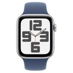 Apple Watch SE 2024 40mm Silver Aluminum Case with Denim Sport Band S/M MXEC3