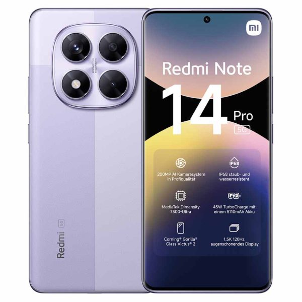 Xiaomi Redmi Note 14 Pro 5G 12/512GB Dual Sim Lavender Purple Global Edition