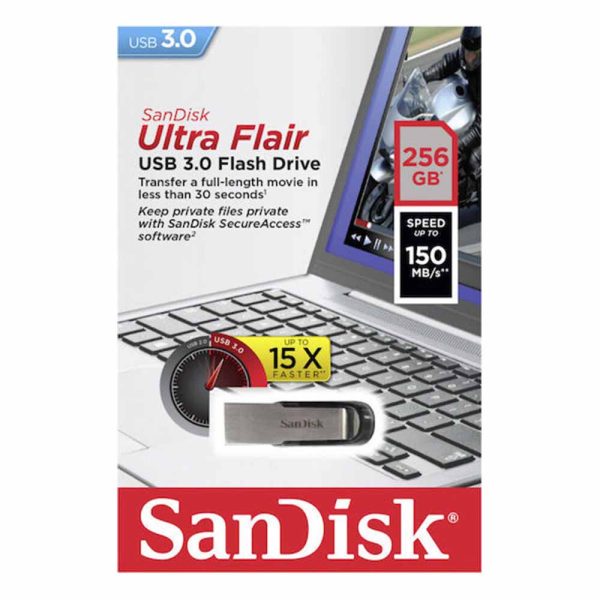 Sandisk Ultra Flair 256GB USB 3.0 Stick Black