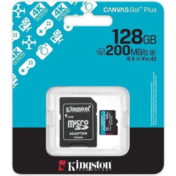 Kingston Canvas Go Plus microSDXC 128GB U3 V30 A2 UHS-I 200MB/s + Adapter